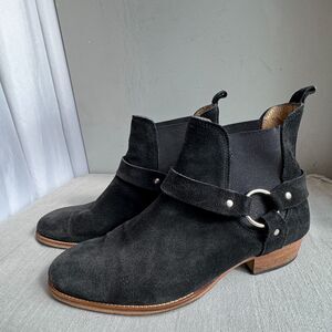 Men’s Topman Black Suede Boots – Cuban Heel, Leather Sole – Size 10.5 (EU 44)